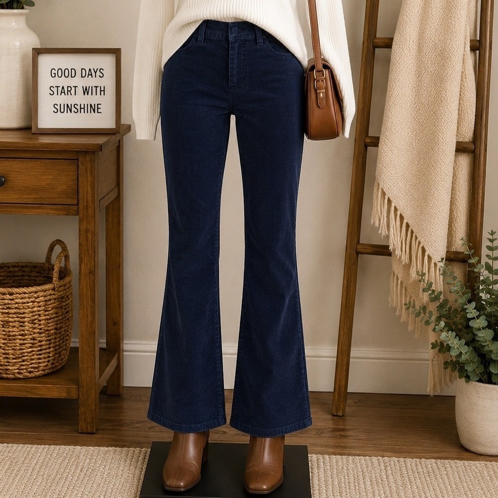 Gap Womens Corduroy Pants Navy Blue Bootcut Stretch 4